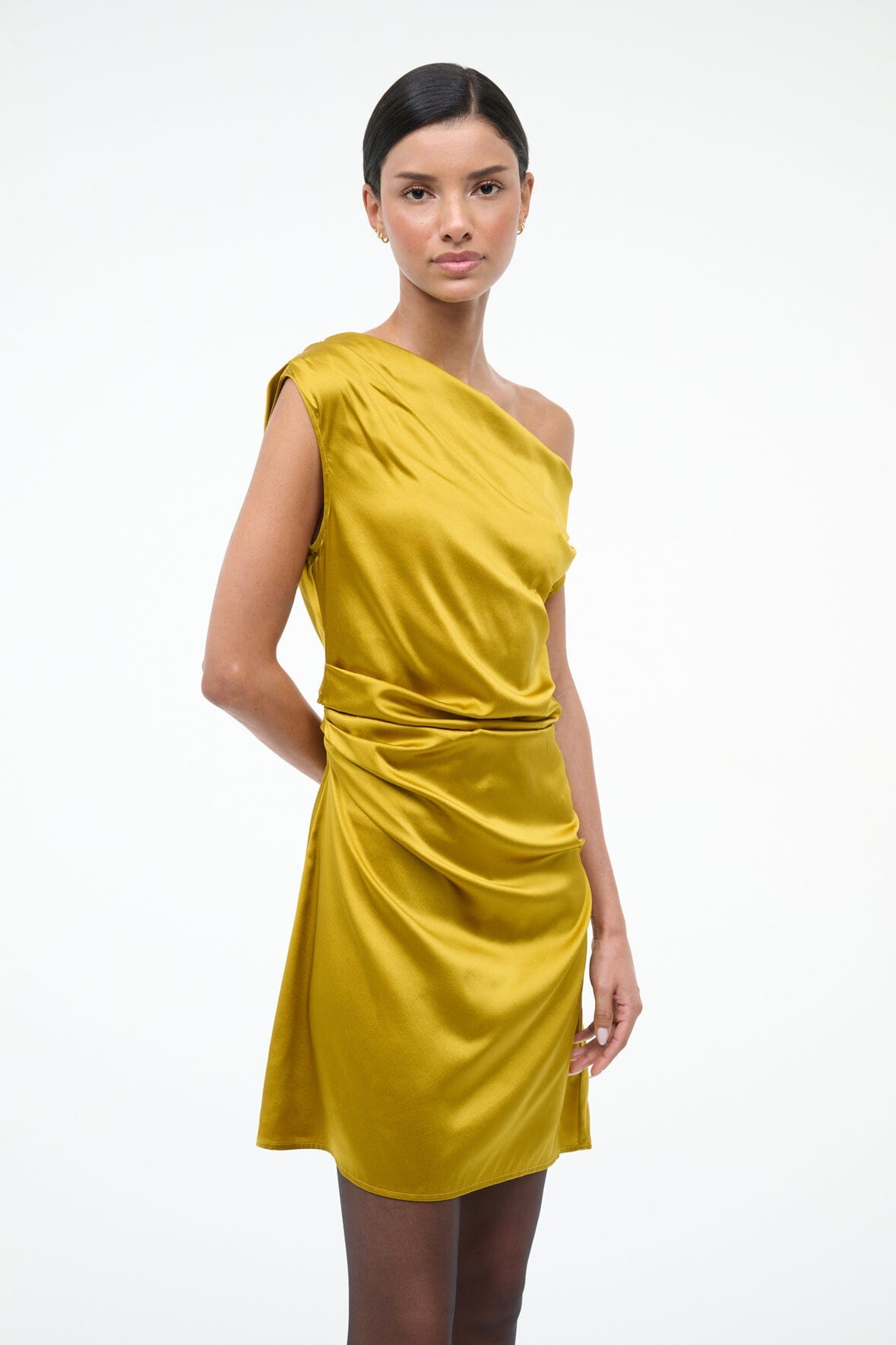 STAUD Sale Mini Phare Silk Dress Turmeric