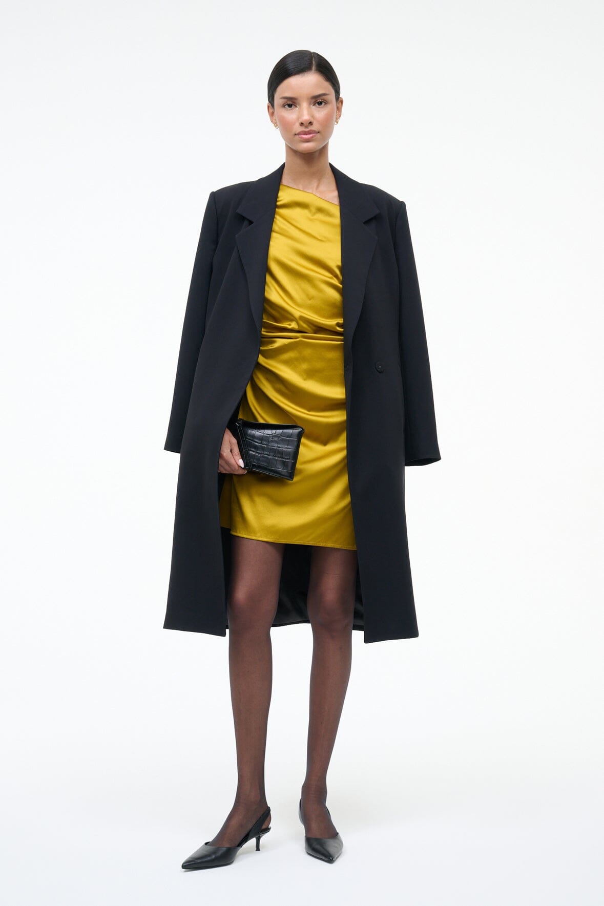 STAUD Sale Mini Phare Silk Dress Turmeric