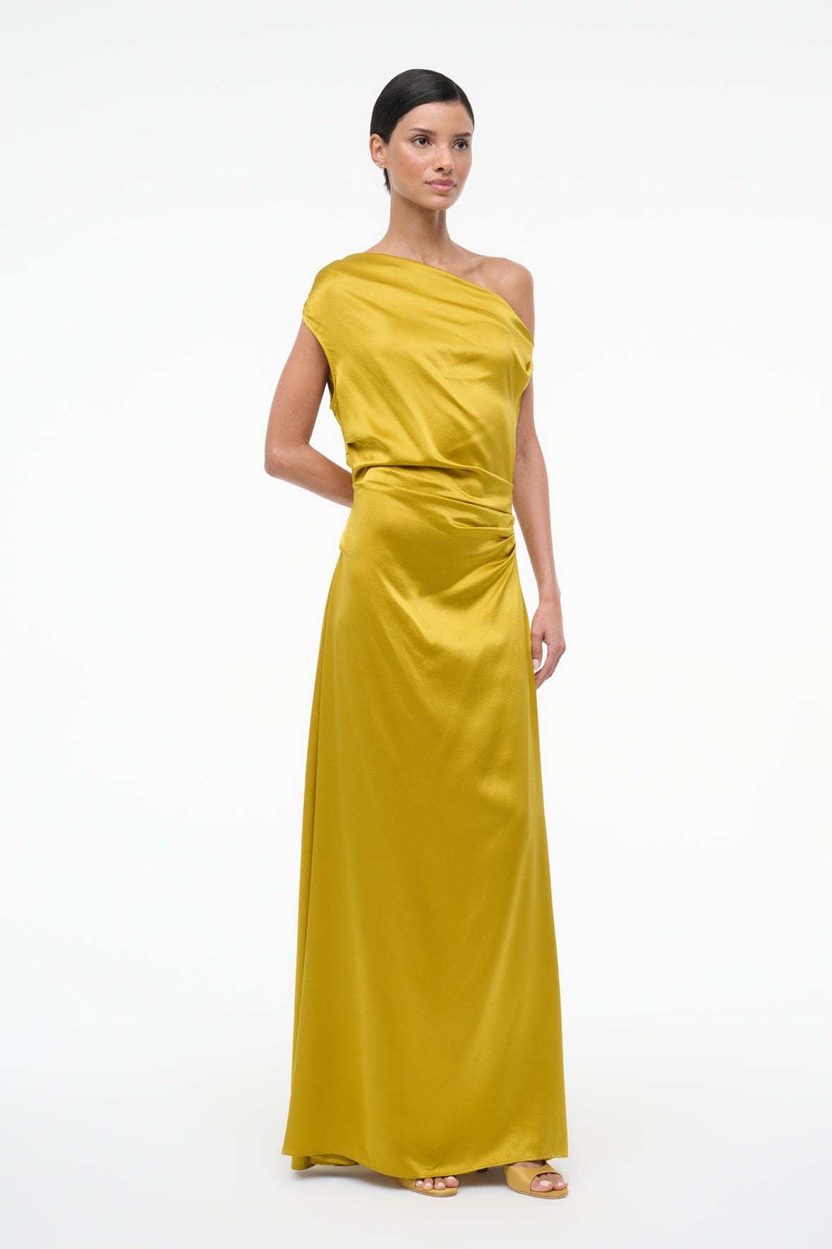 STAUD Sale Maxi Phare Silk Dress Turmeric
