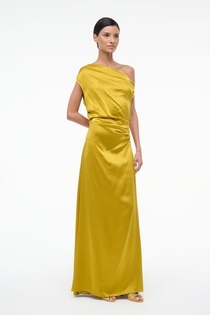 STAUD Sale Maxi Phare Silk Dress Turmeric
