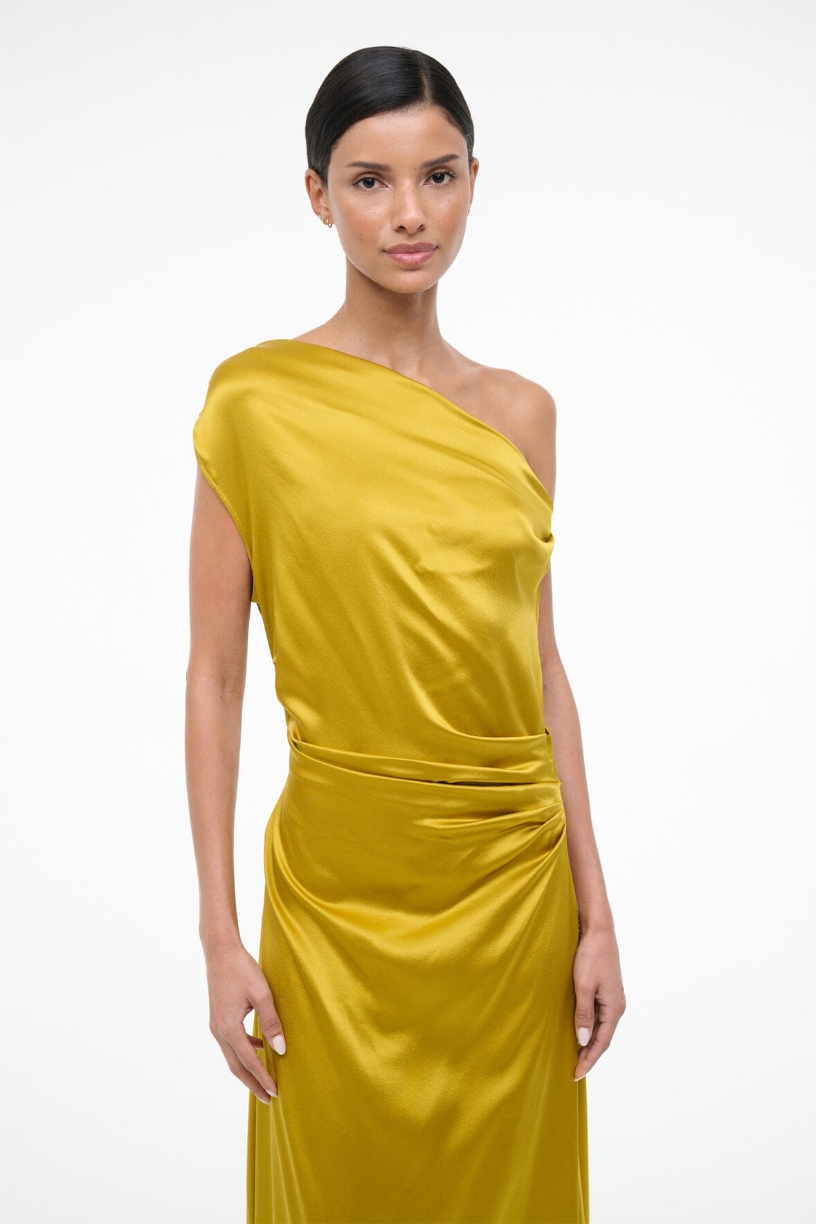 STAUD Sale Maxi Phare Silk Dress Turmeric