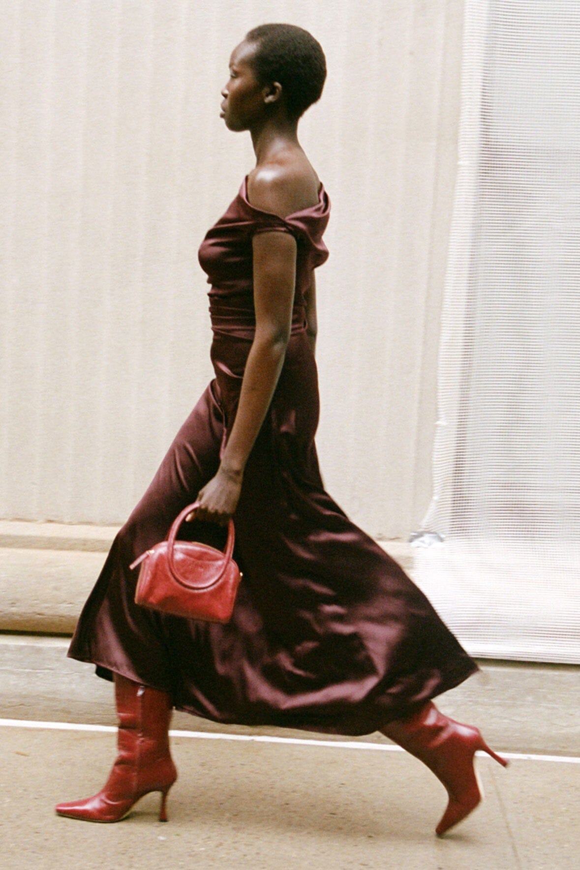 STAUD Clothing Phare Dress Merlot