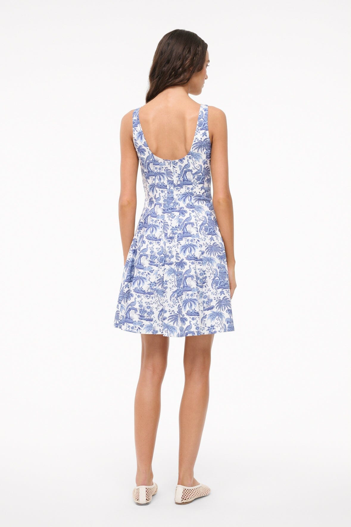 STAUD Clothing Mini Wells Dress - Blue Toile