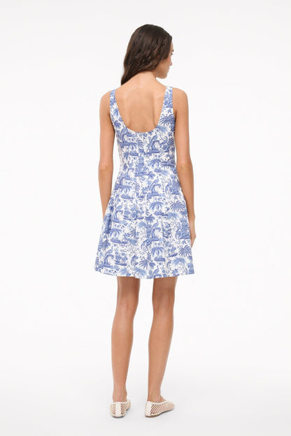STAUD Clothing Mini Wells Dress - Blue Toile