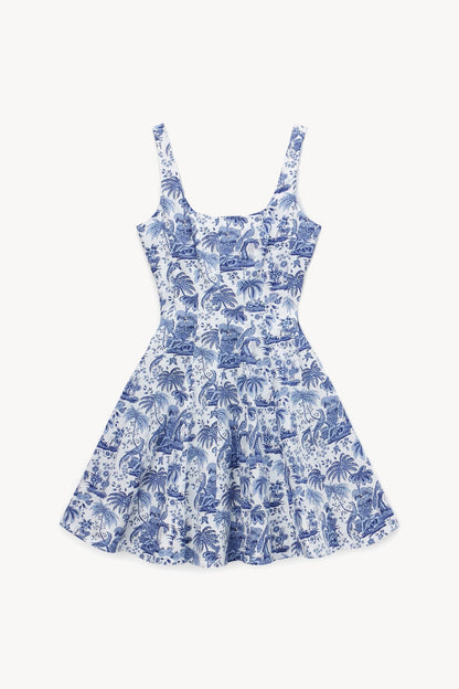 STAUD Clothing Mini Wells Dress - Blue Toile