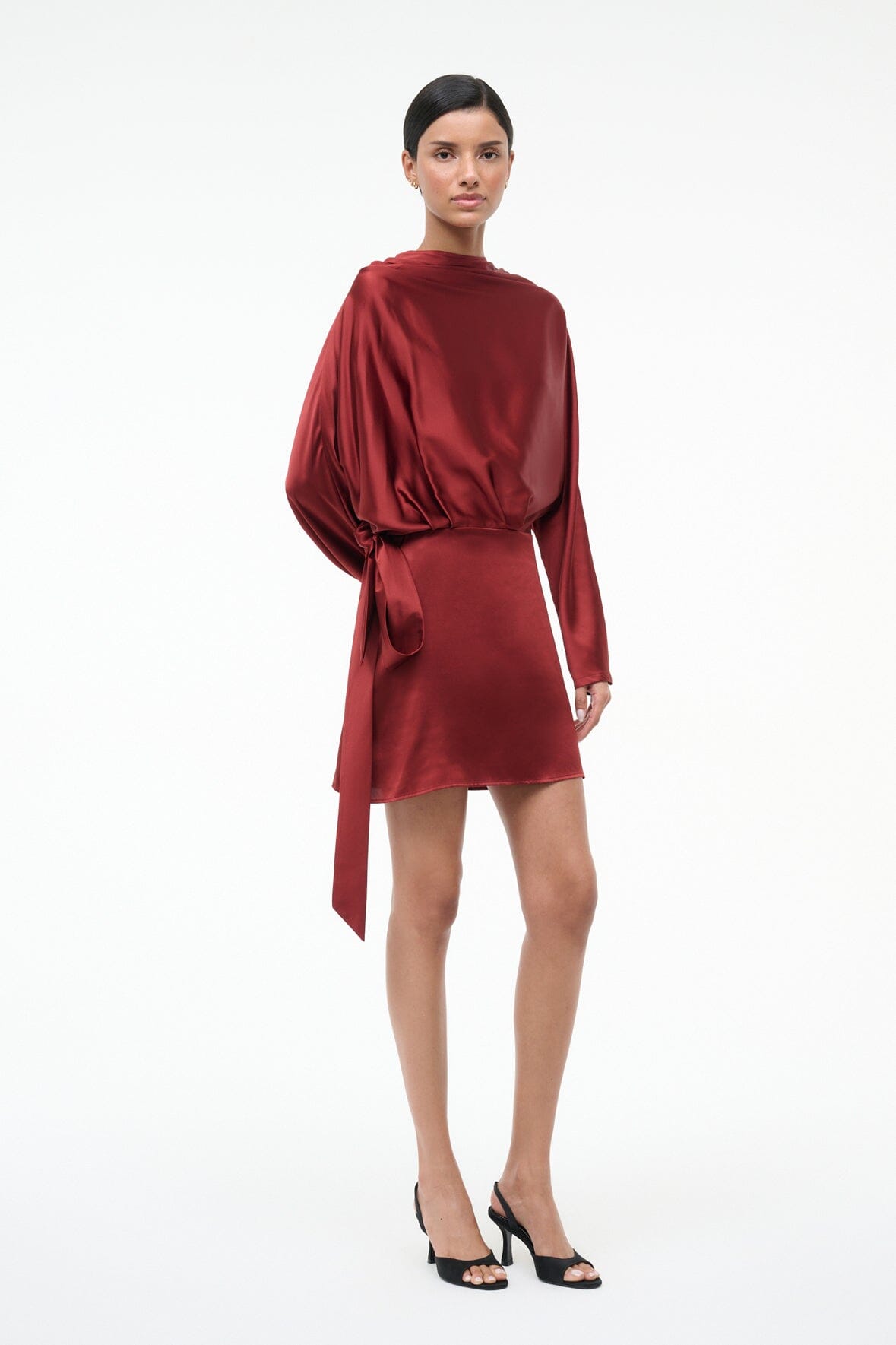 STAUD Sale Phoebe Silk Mini Dress Sangria