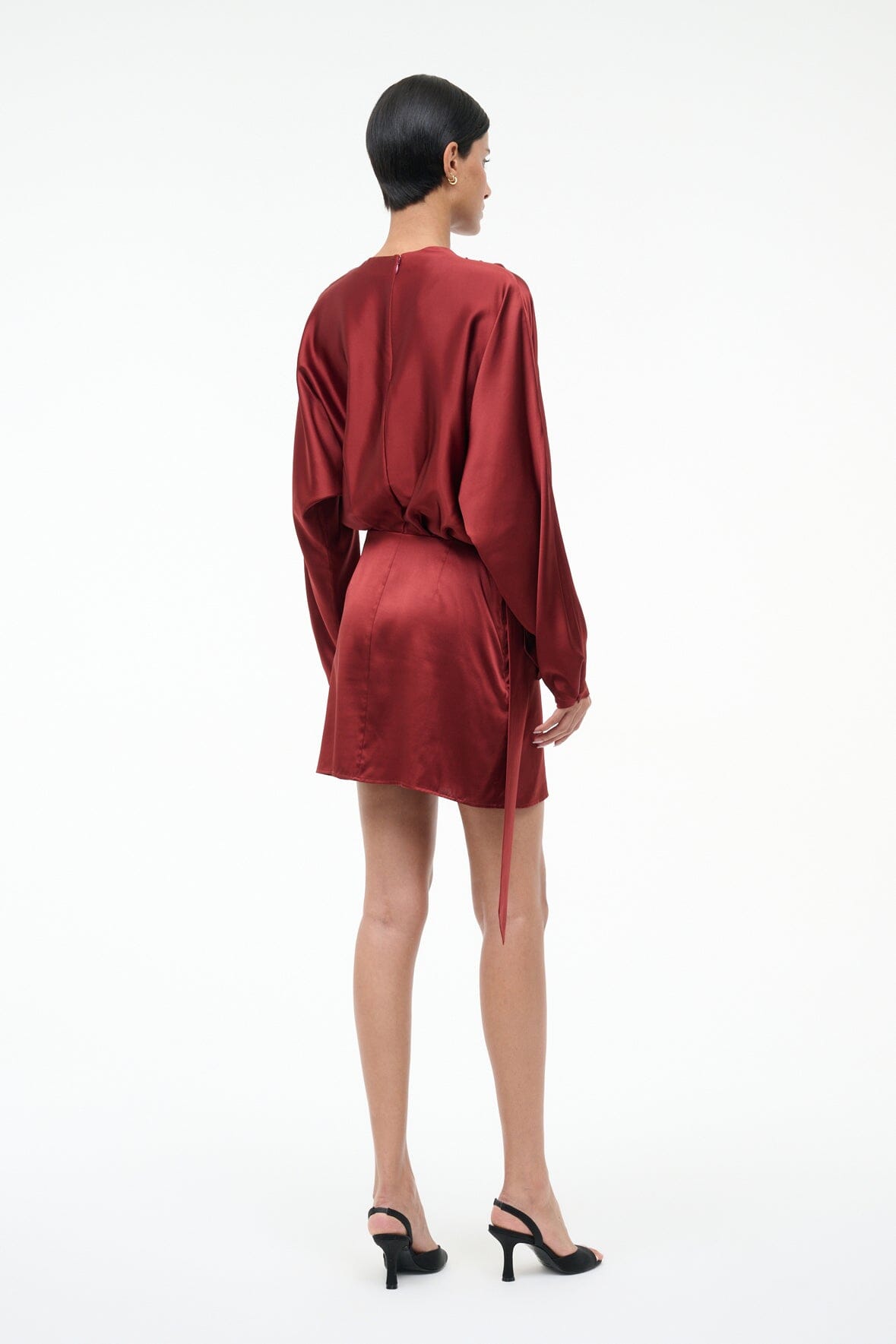 STAUD Sale Phoebe Silk Mini Dress Sangria