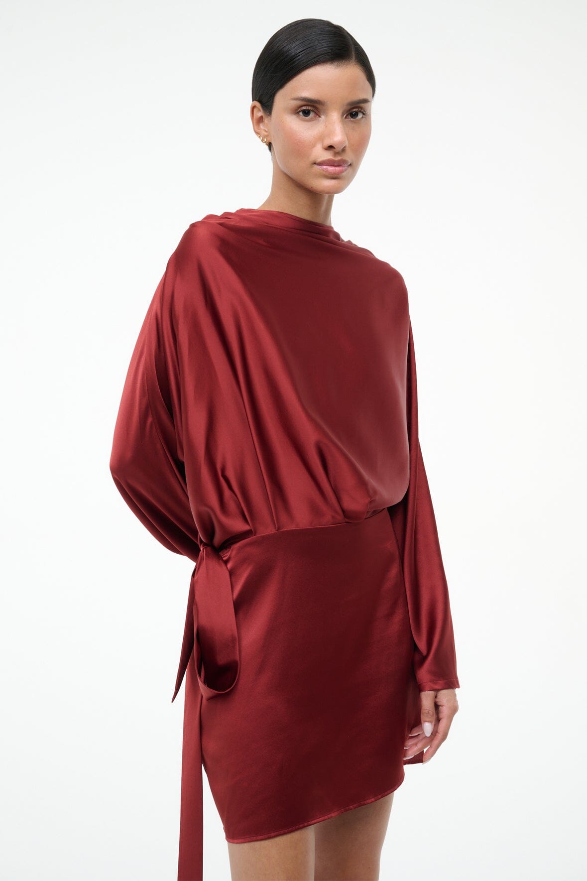 STAUD Sale Phoebe Silk Mini Dress Sangria