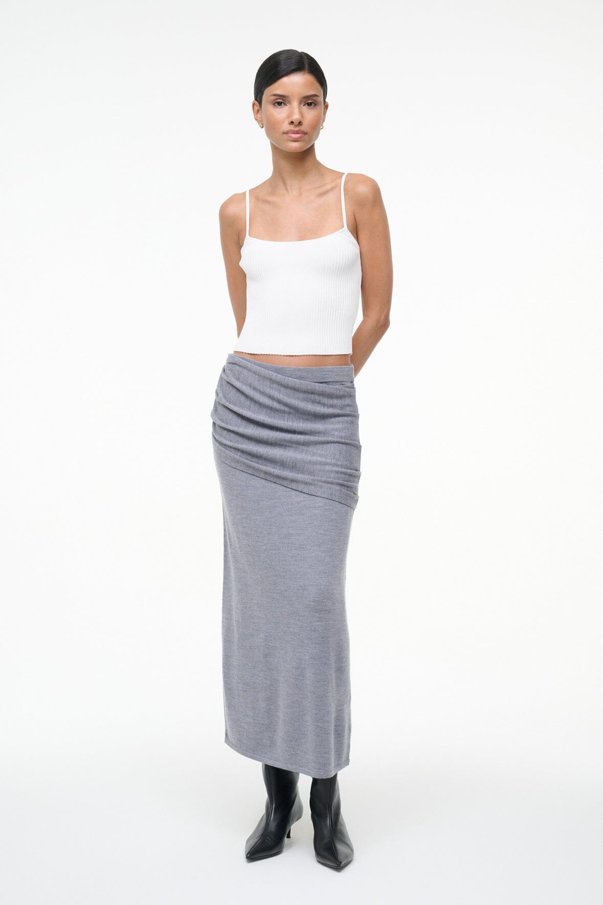 STAUD Sale Wilma Skirt Heather Grey