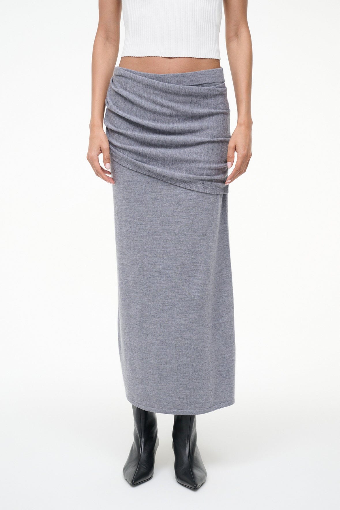 STAUD Sale Wilma Skirt Heather Grey