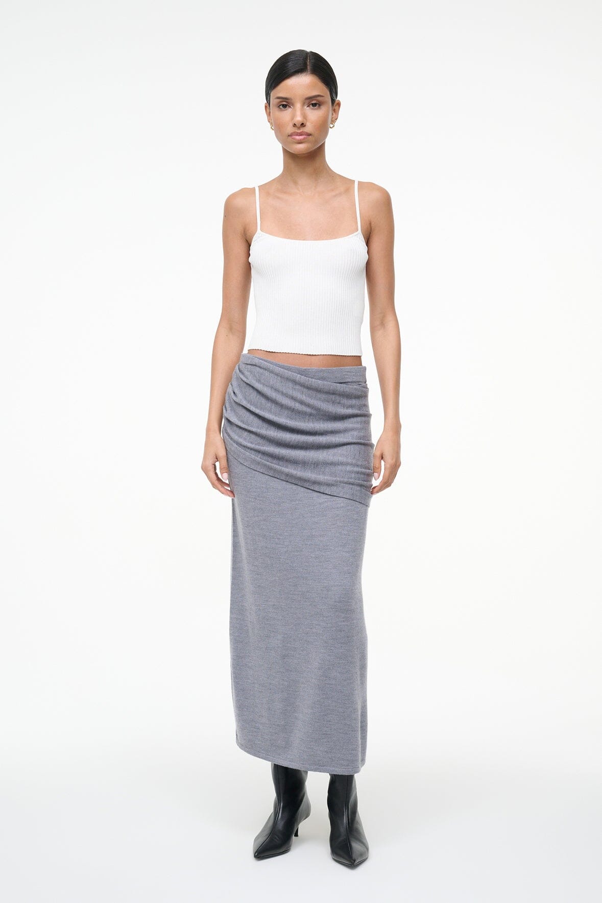 STAUD Sale Wilma Skirt Heather Grey