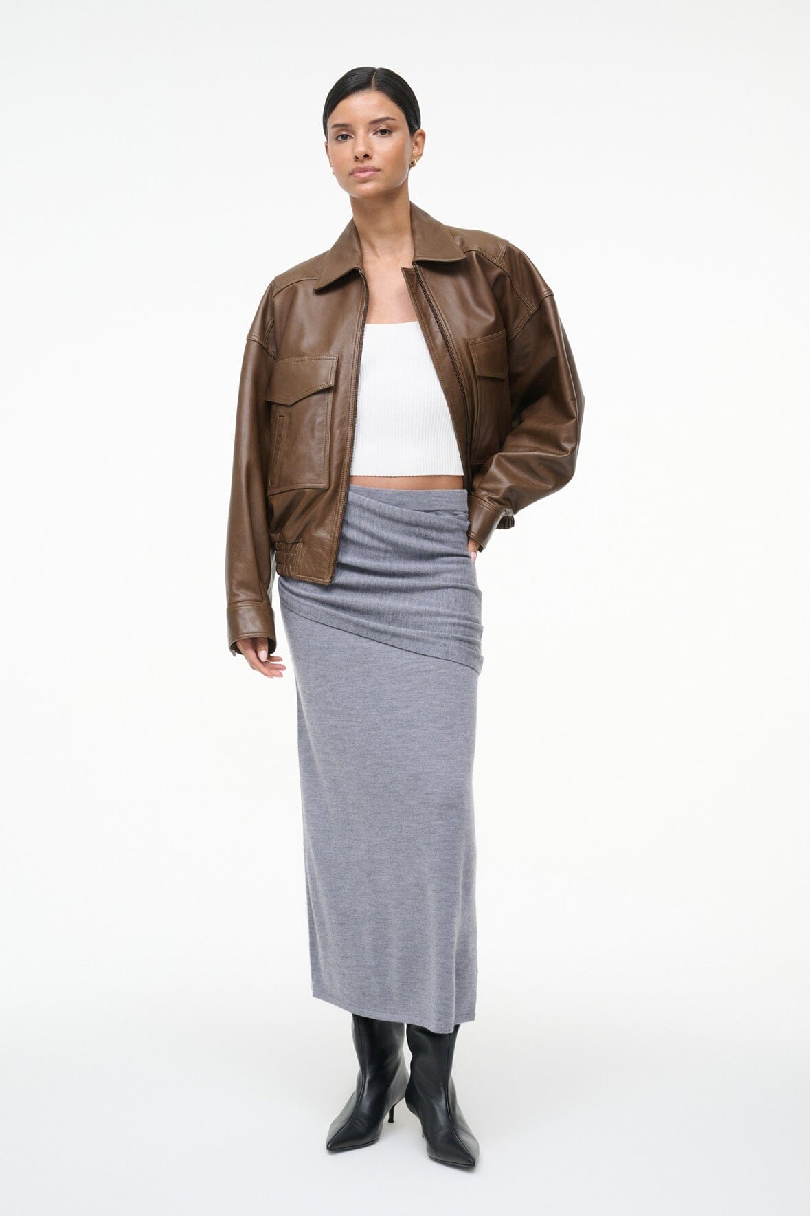 STAUD Sale Wilma Skirt Heather Grey
