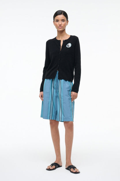 STAUD Sale Midnight Cashmere Cardigan Black Patchwork