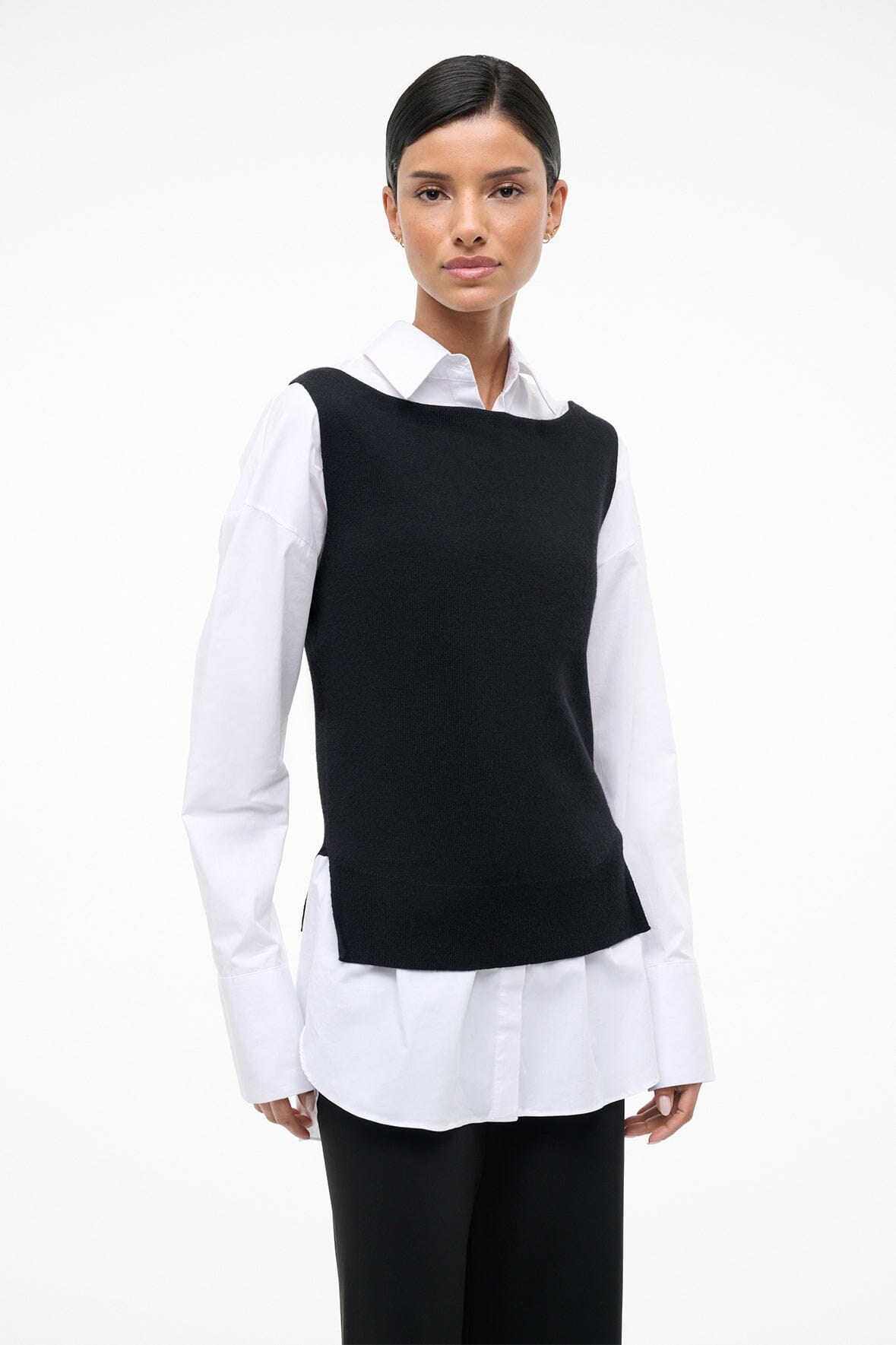 STAUD Sale Damian Top Black White