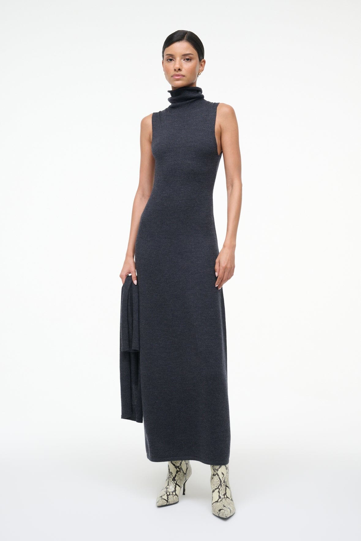 STAUD Sale Canal Midi Dress Charcoal