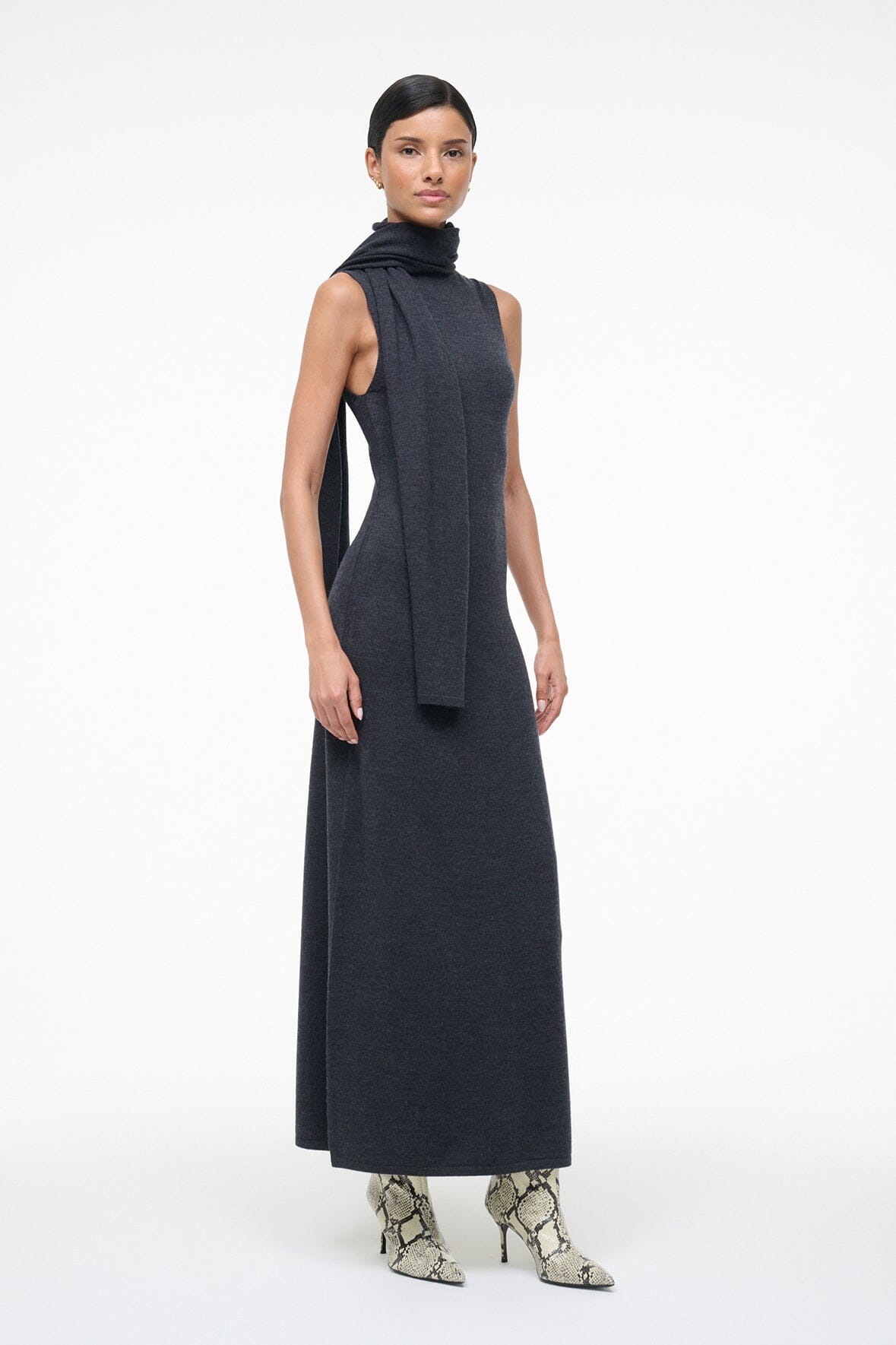 STAUD Sale Canal Midi Dress Charcoal