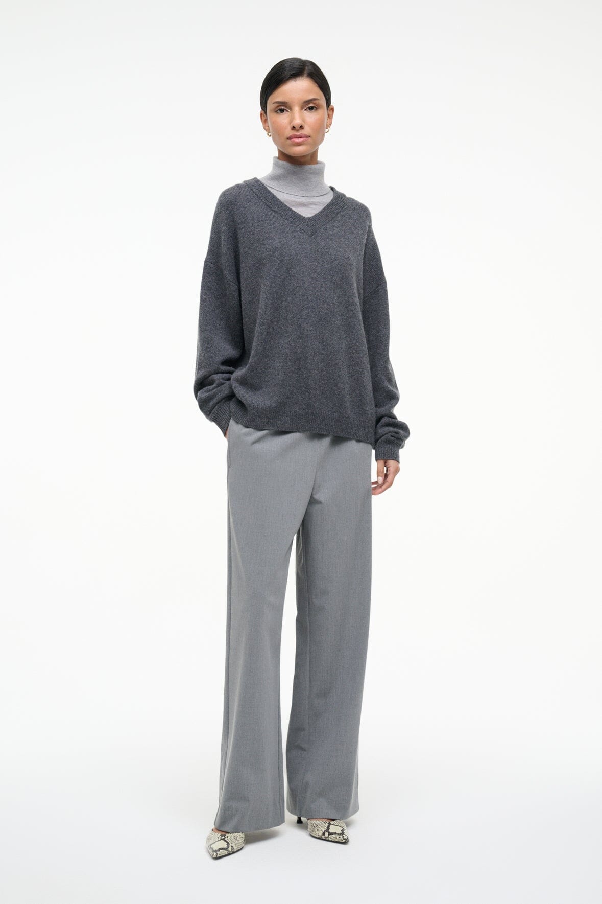 STAUD Sale Doris Cashmere Sweater Charcoal