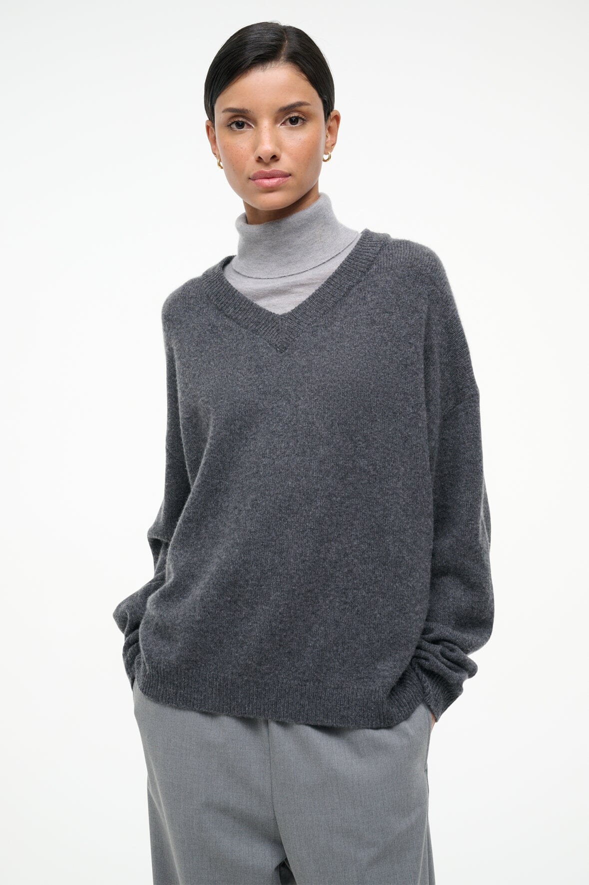 STAUD Sale Doris Cashmere Sweater Charcoal