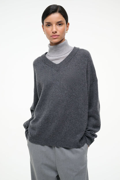 STAUD Sale Doris Cashmere Sweater Charcoal