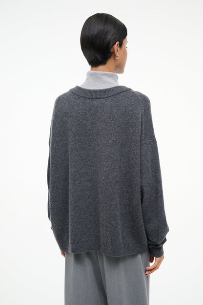 STAUD Sale Doris Cashmere Sweater Charcoal
