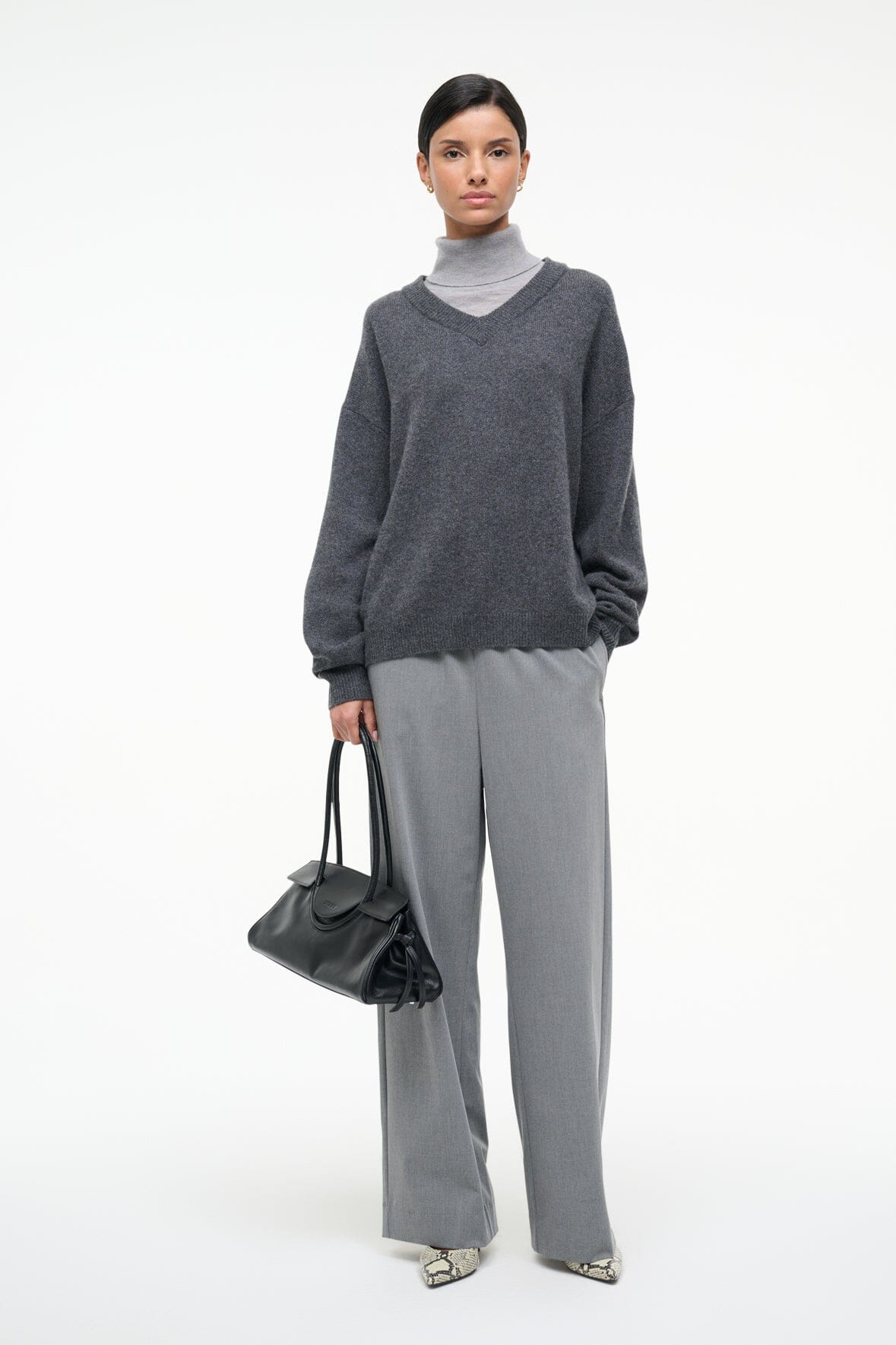 STAUD Sale Doris Cashmere Sweater Charcoal
