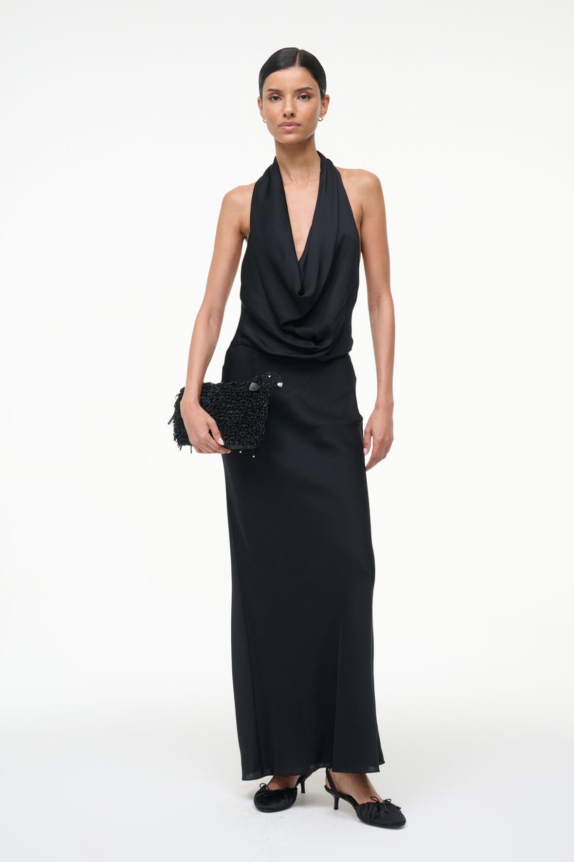 STAUD Clothing Poppi Silk Dress Black