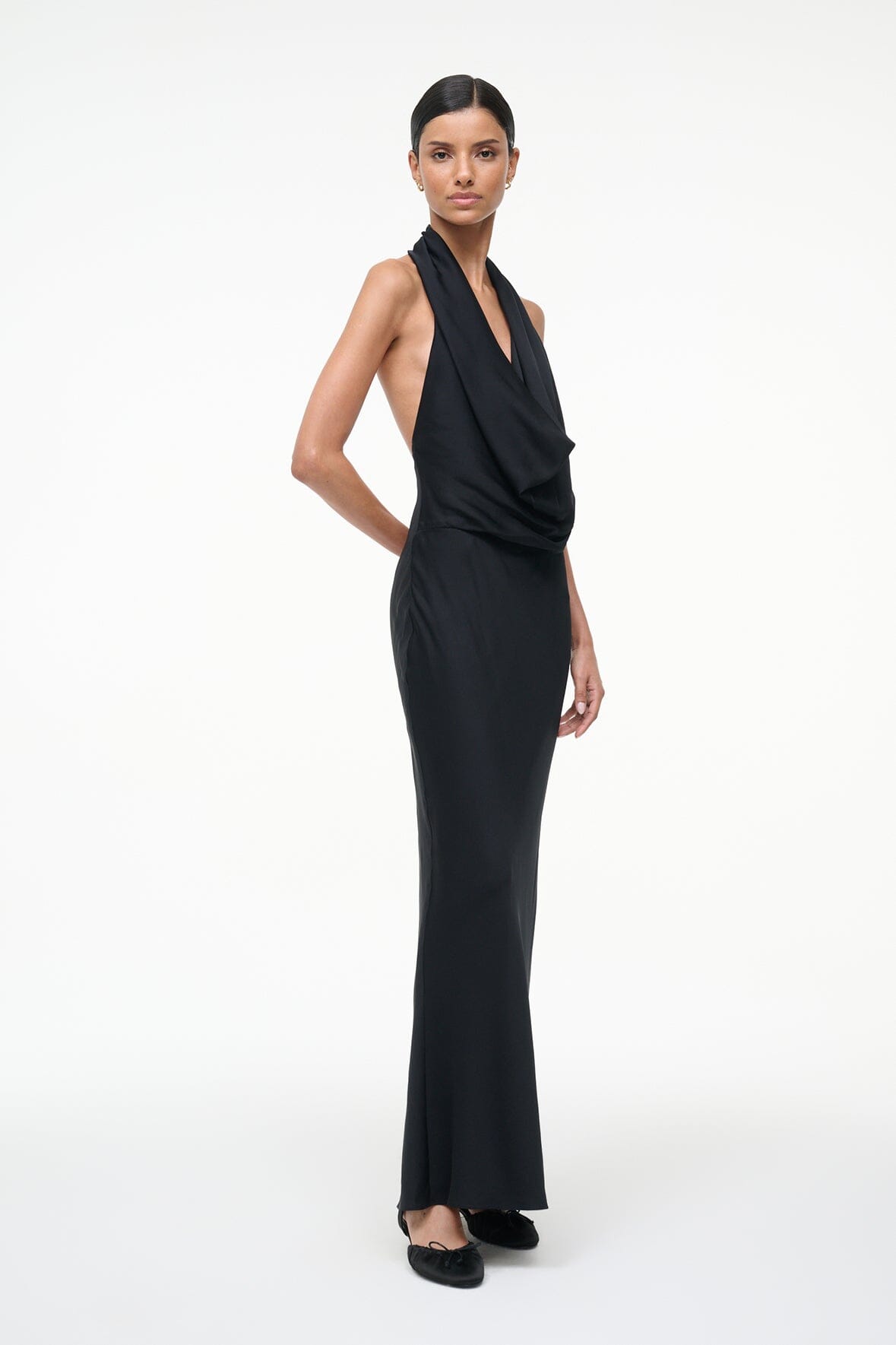 STAUD Clothing Poppi Silk Dress Black