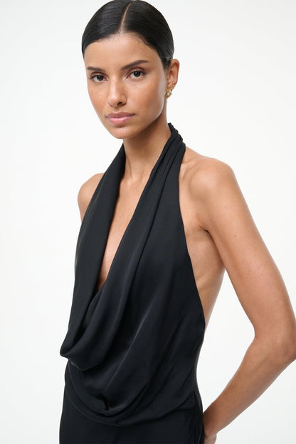 STAUD Clothing Poppi Silk Dress Black
