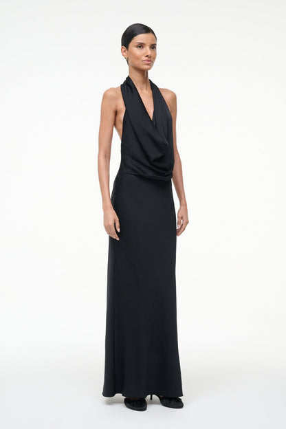 STAUD Clothing Poppi Silk Dress Black