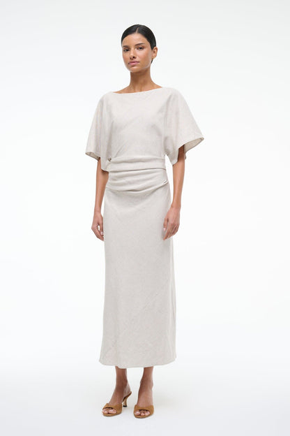 STAUD Clothing Amelie Linen Dress Natural