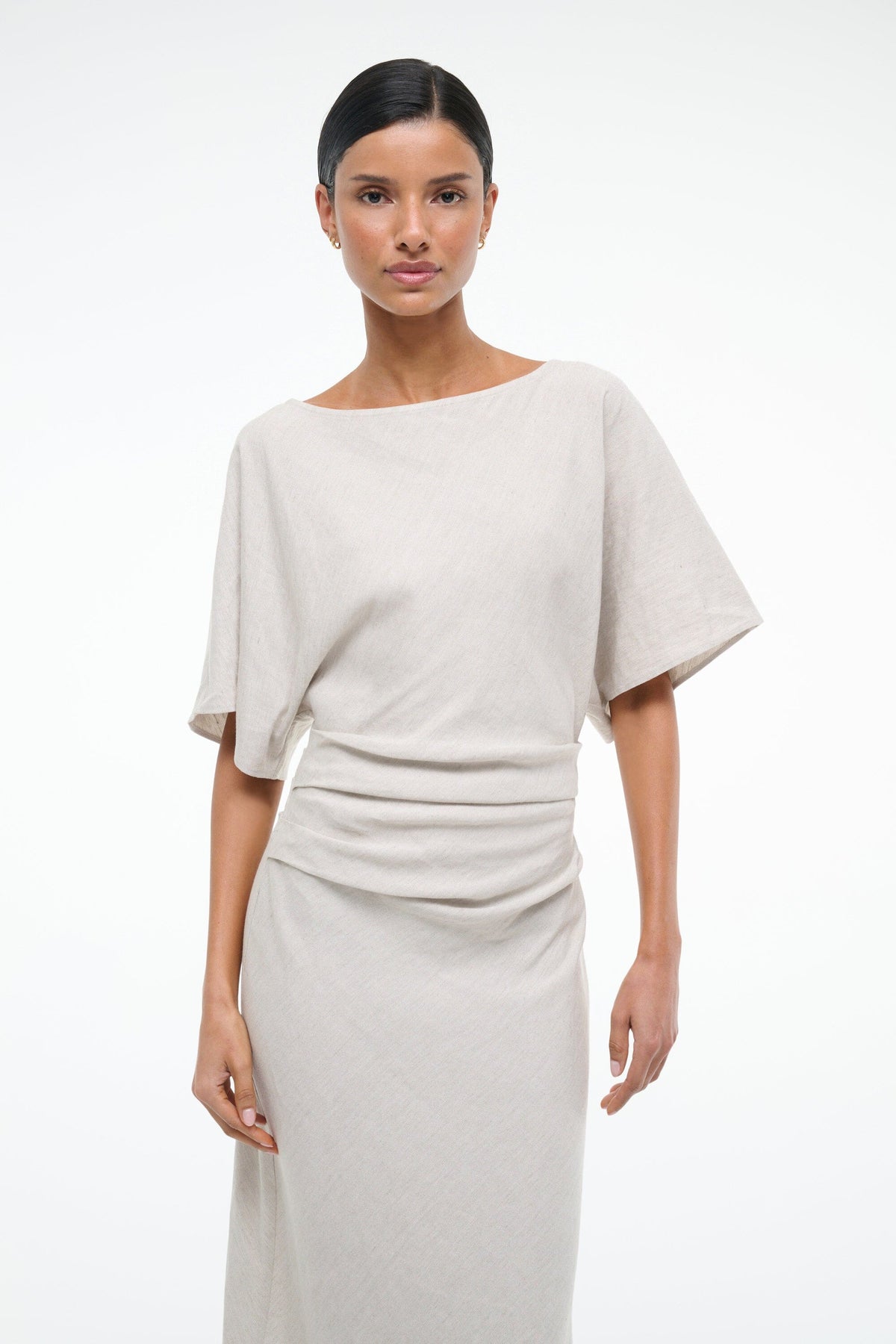 STAUD Clothing Amelie Linen Dress Natural