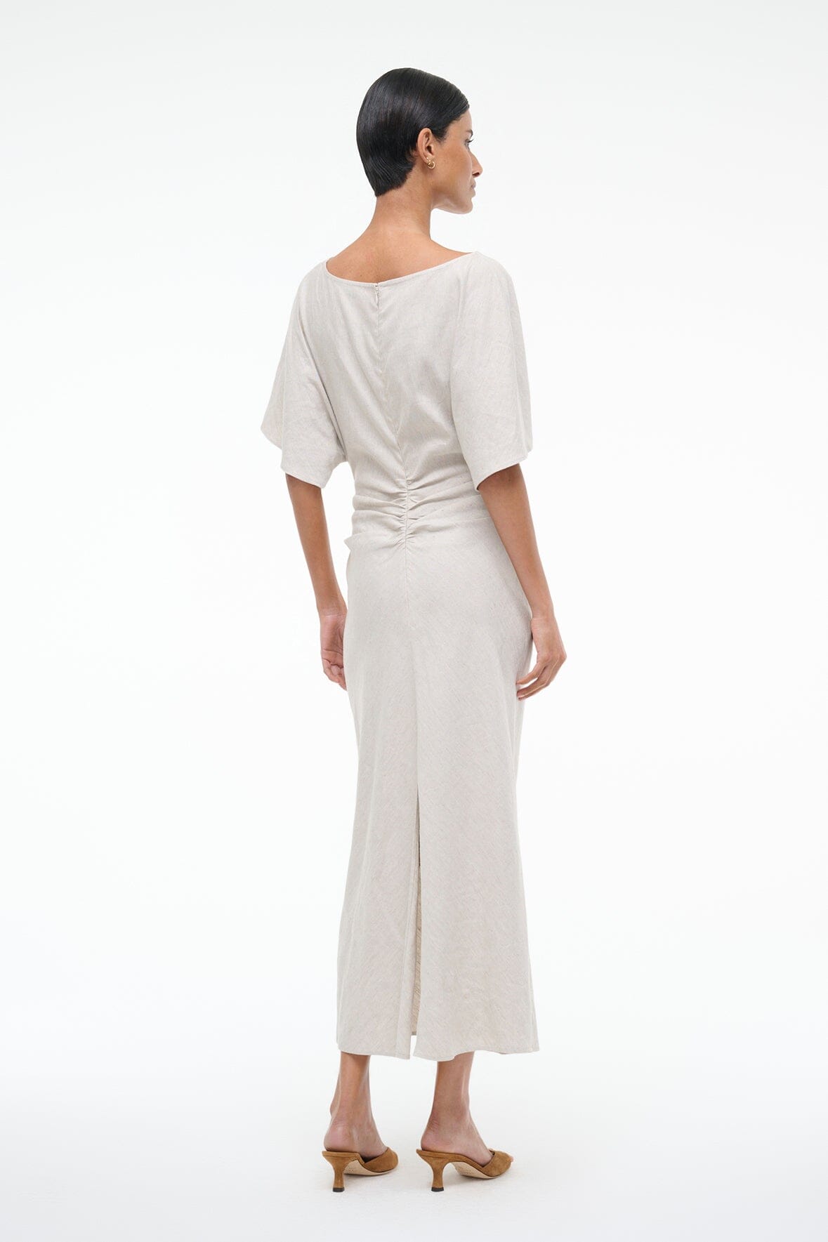 STAUD Clothing Amelie Linen Dress Natural