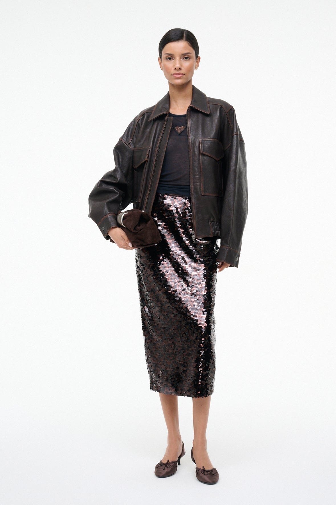 STAUD Sale Ciara Skirt Espresso Black