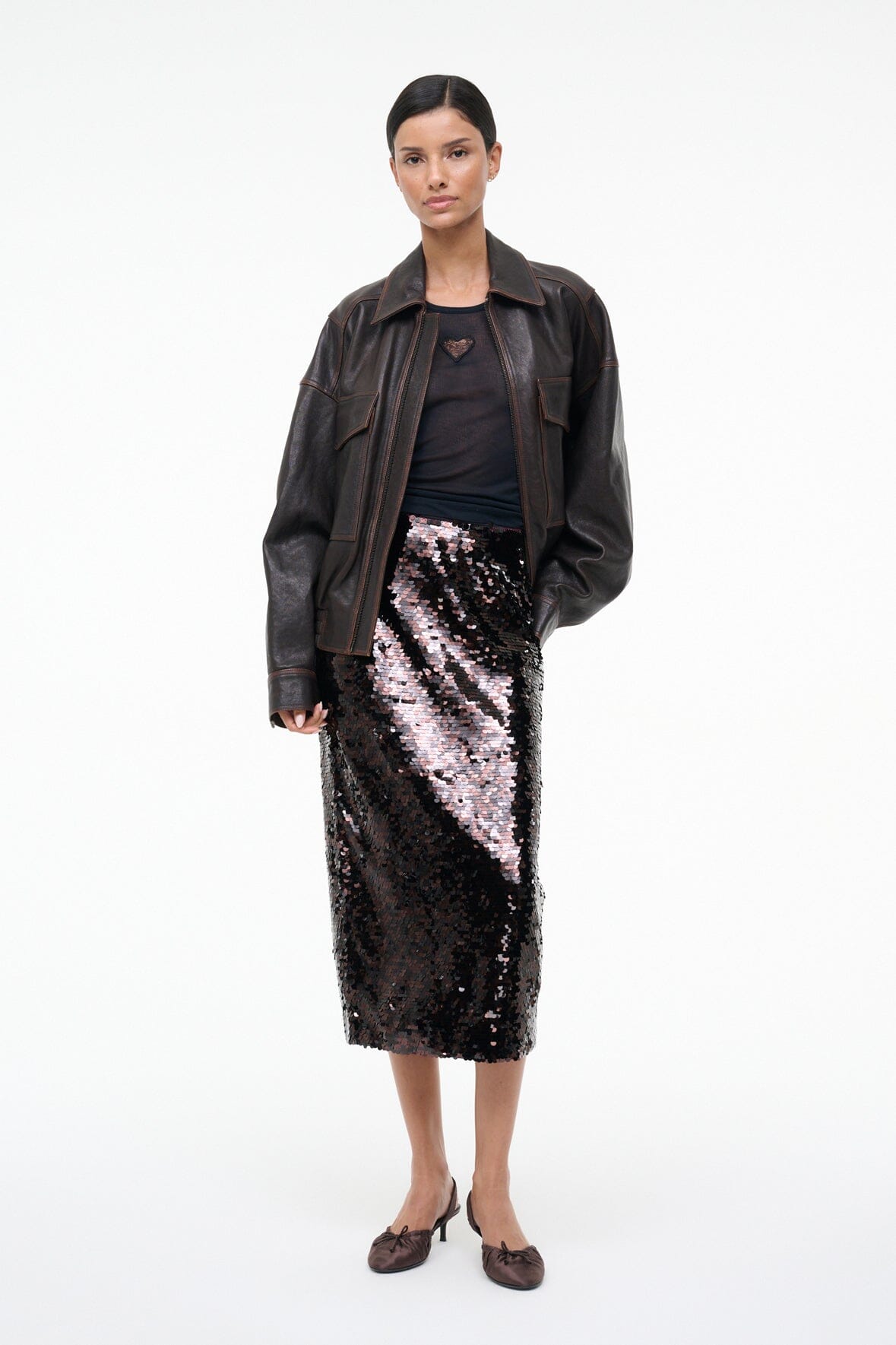STAUD Sale Ciara Skirt Espresso Black