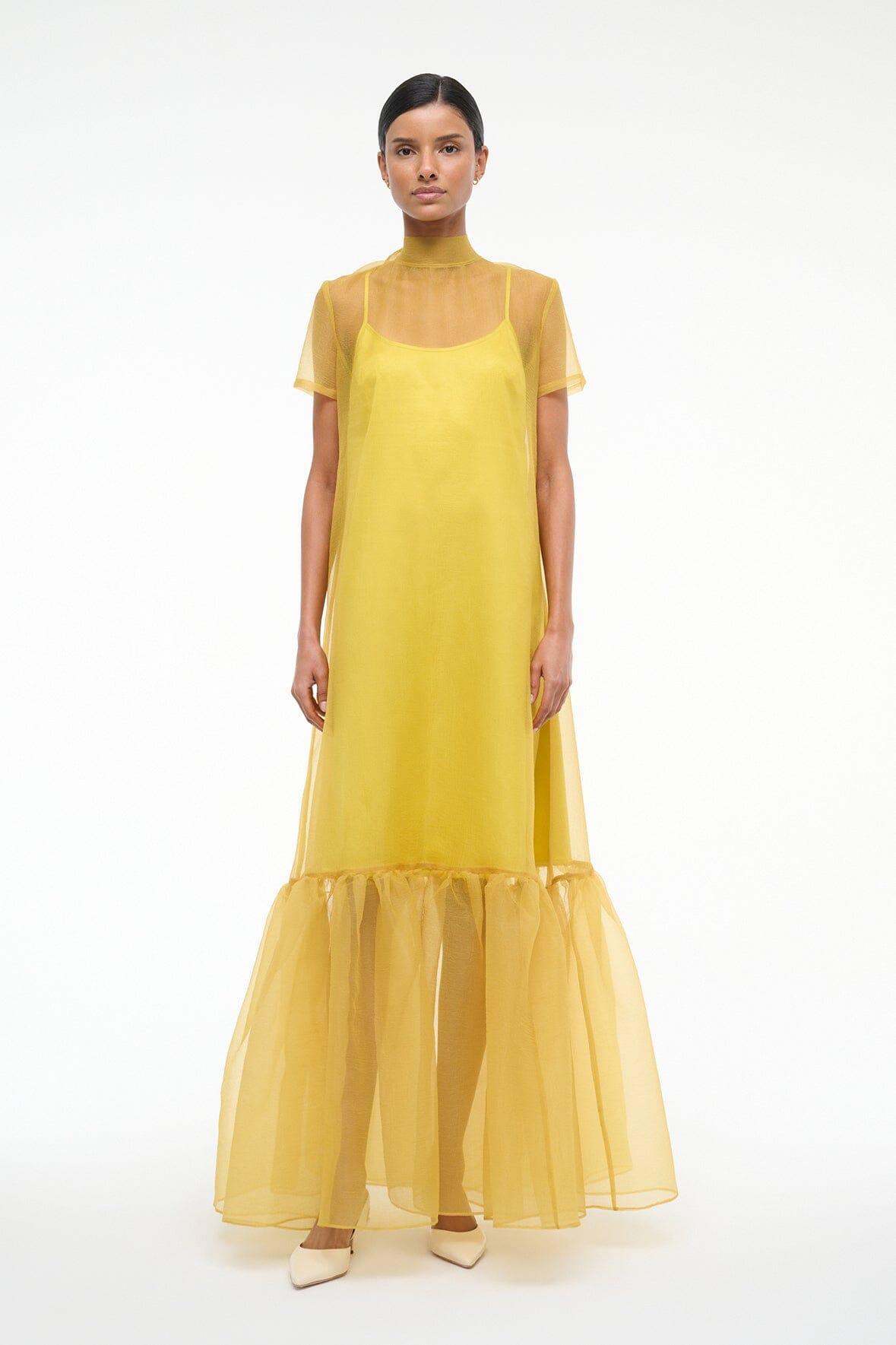 STAUD Sale Calluna Dress Chartreuse