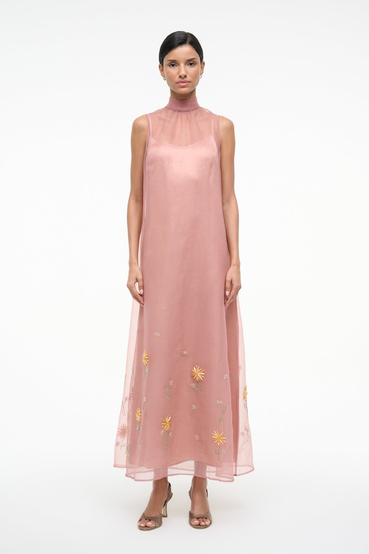 STAUD Sale Albee Dress In Dahlia Daydream Pink - Organza Evening Gown