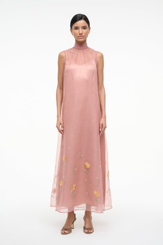 STAUD Sale Albee Dress In Dahlia Daydream Pink - Organza Evening Gown