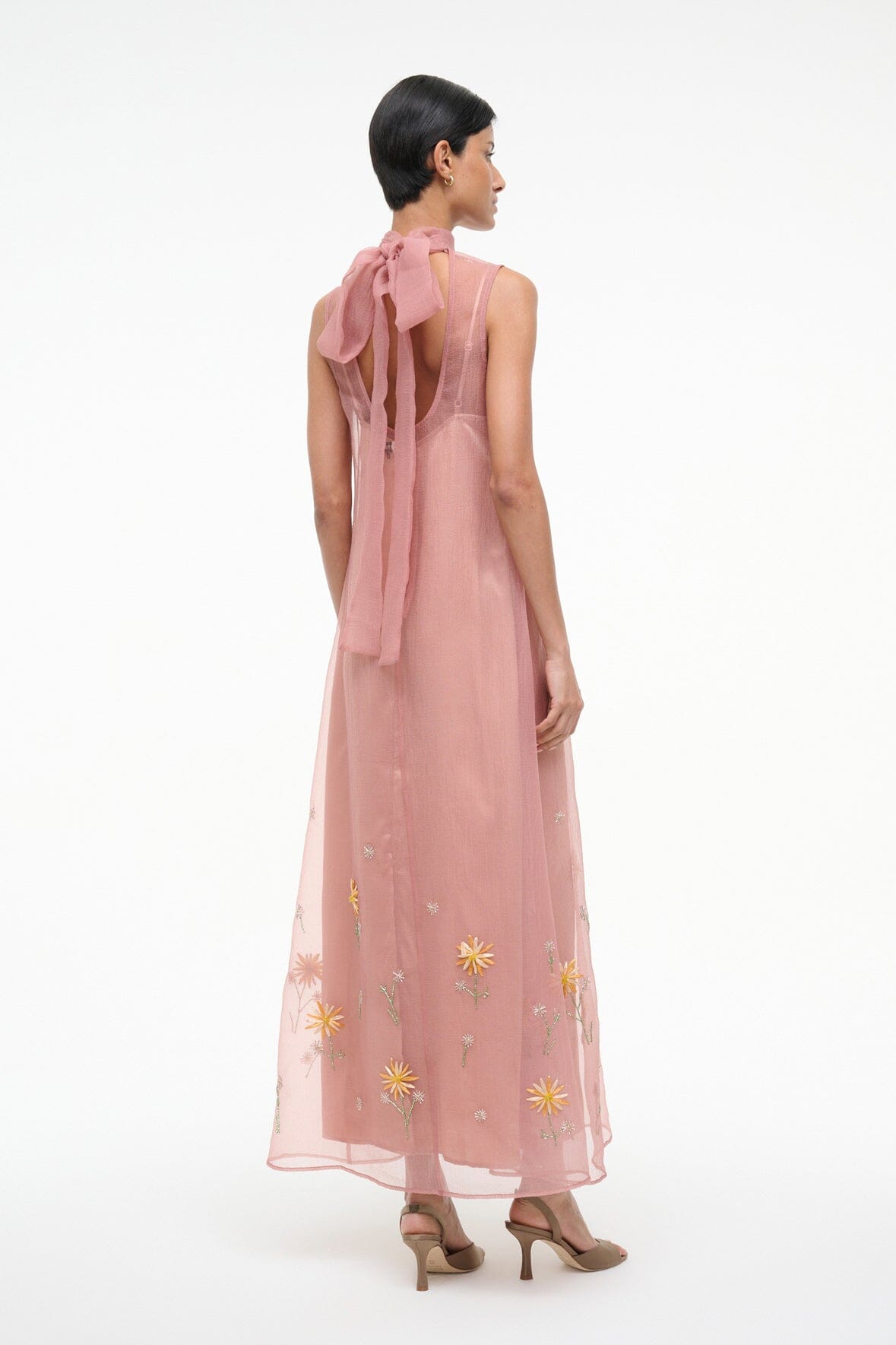 STAUD Sale Albee Dress In Dahlia Daydream Pink - Organza Evening Gown