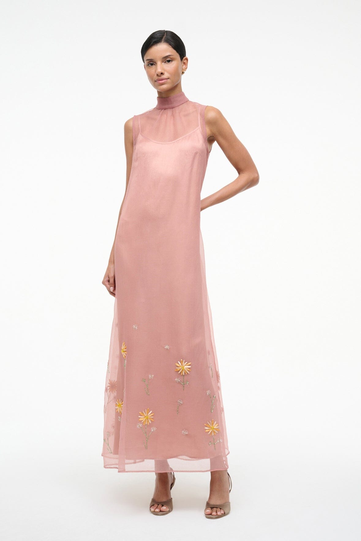 STAUD Sale Albee Dress In Dahlia Daydream Pink - Organza Evening Gown
