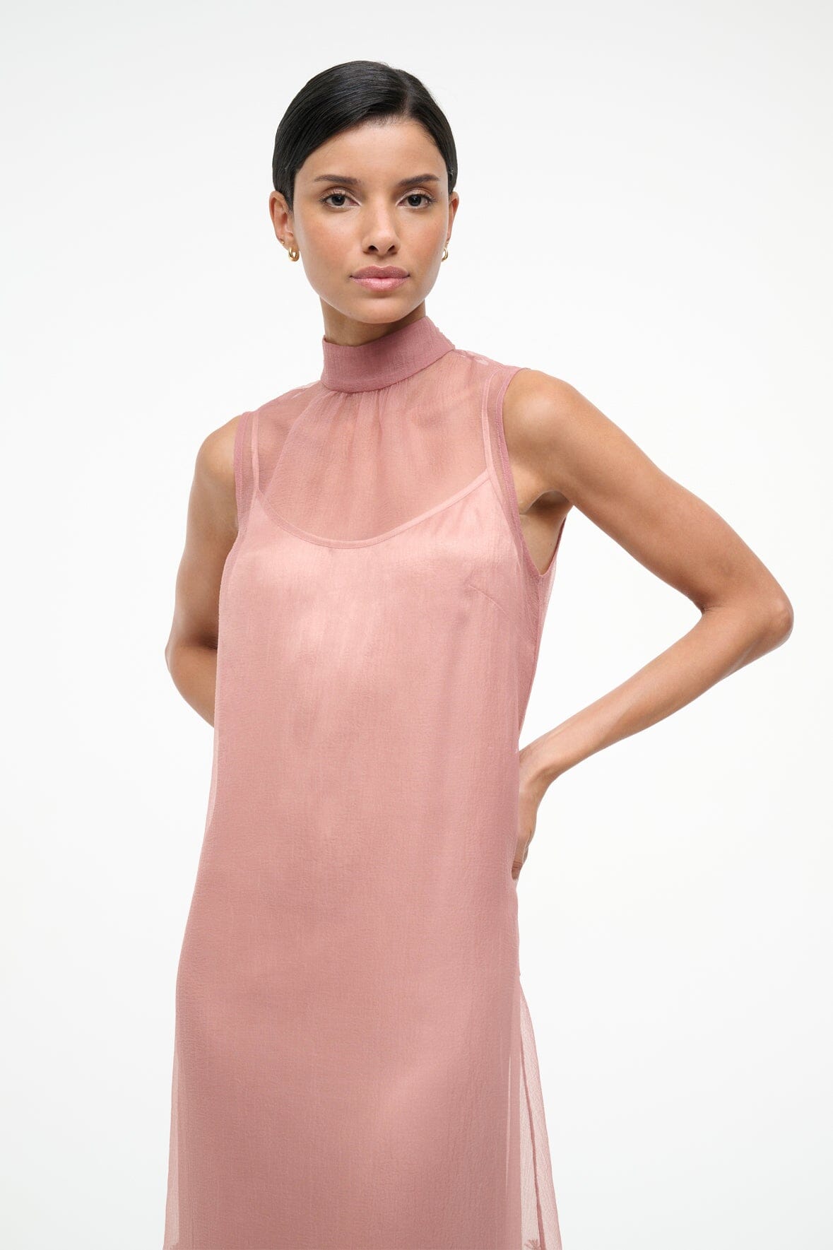 STAUD Sale Albee Dress In Dahlia Daydream Pink - Organza Evening Gown