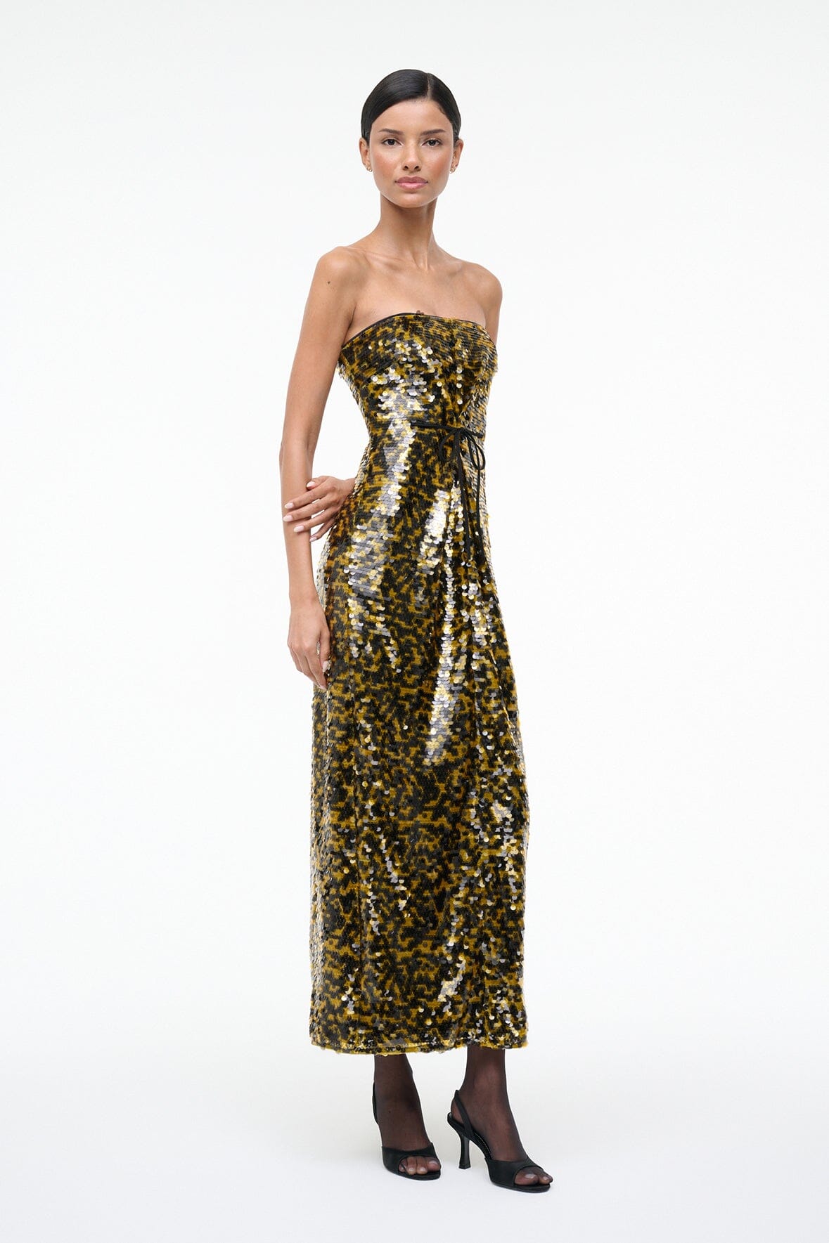 STAUD Sale Cece Dress Turmeric Black
