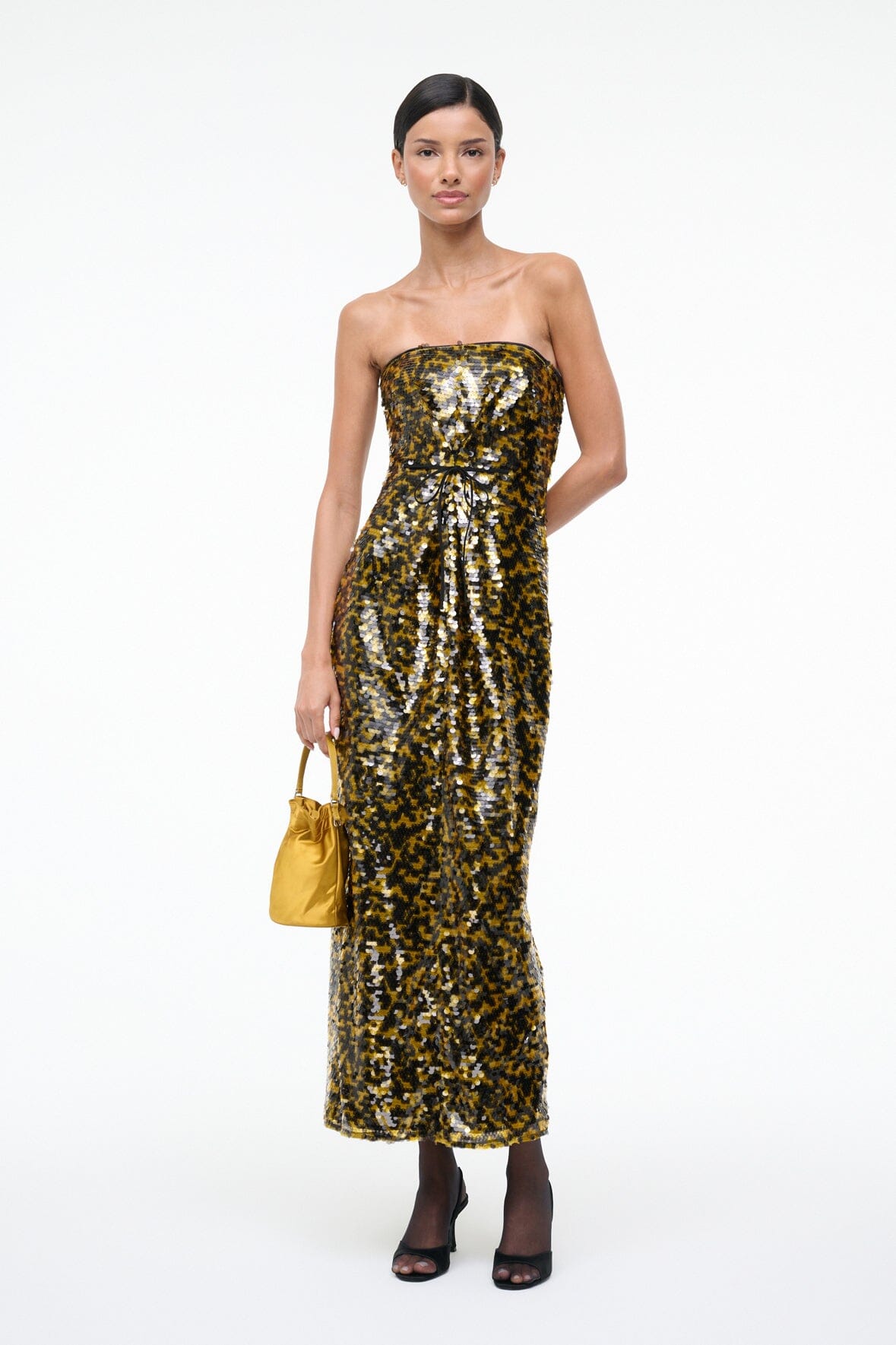 STAUD Sale Cece Dress Turmeric Black