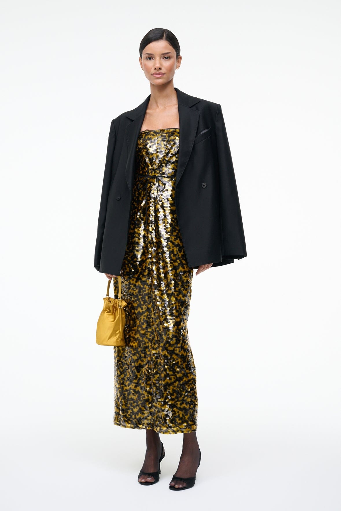 STAUD Sale Cece Dress Turmeric Black