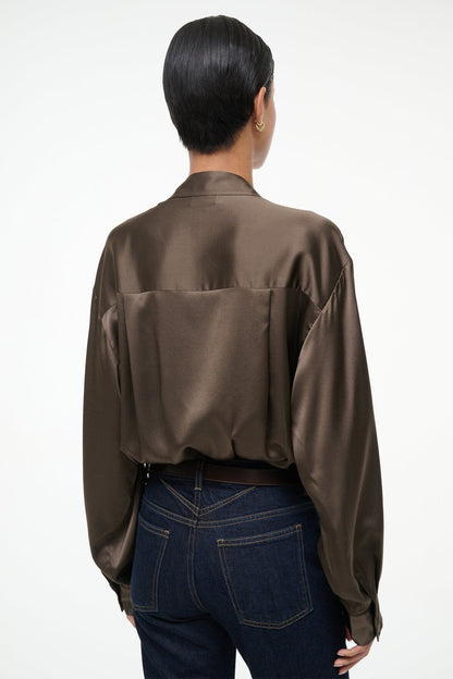 STAUD Sale Eve Silk Bodysuit Taupe