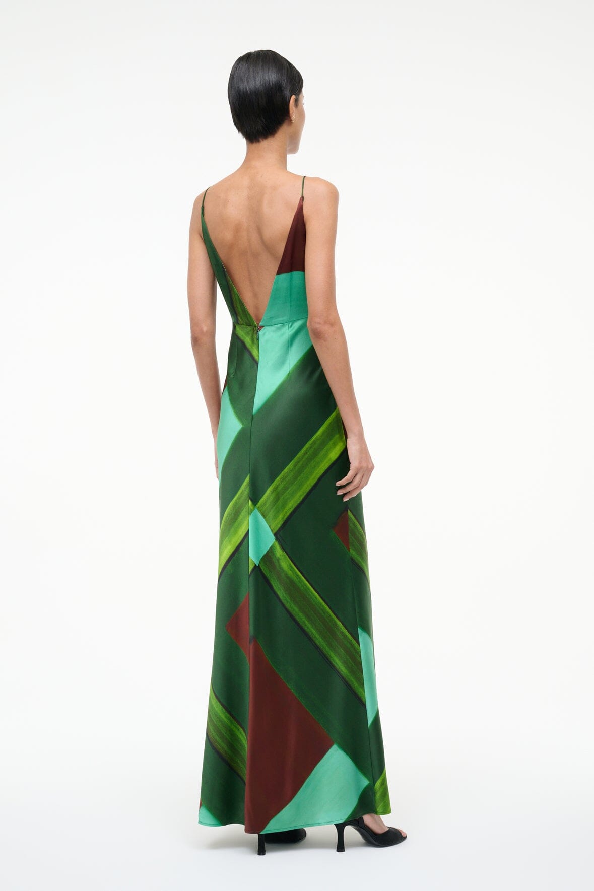 STAUD Sale Hank Silk Dress Emerald Prism