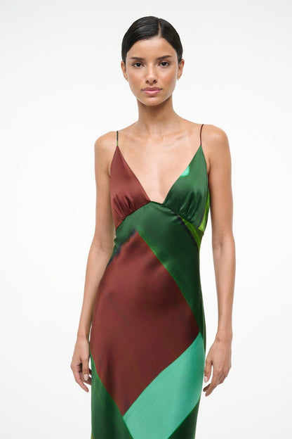 STAUD Sale Hank Silk Dress Emerald Prism