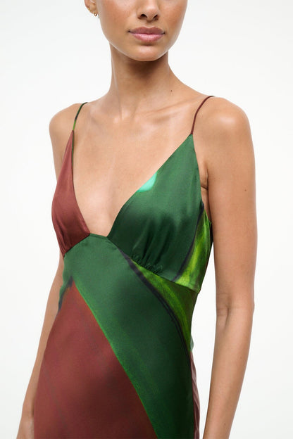 STAUD Sale Hank Silk Dress Emerald Prism