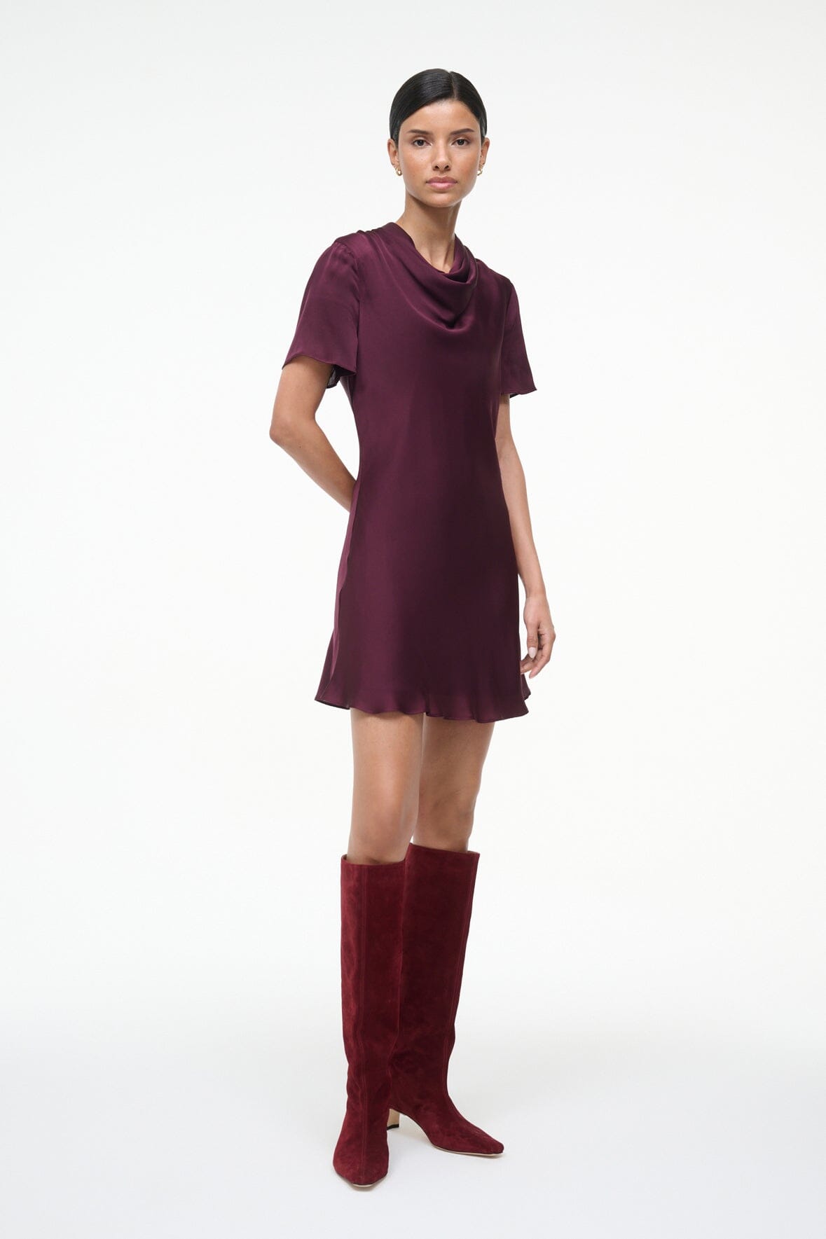 STAUD Sale Iris Silk Dress Syrah