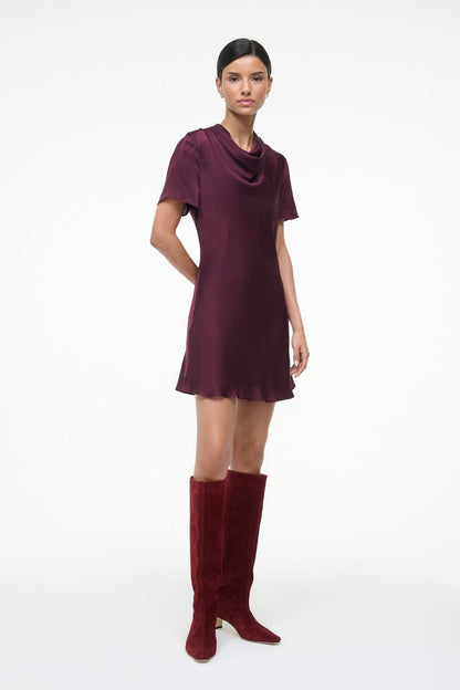 STAUD Sale Iris Silk Dress Syrah