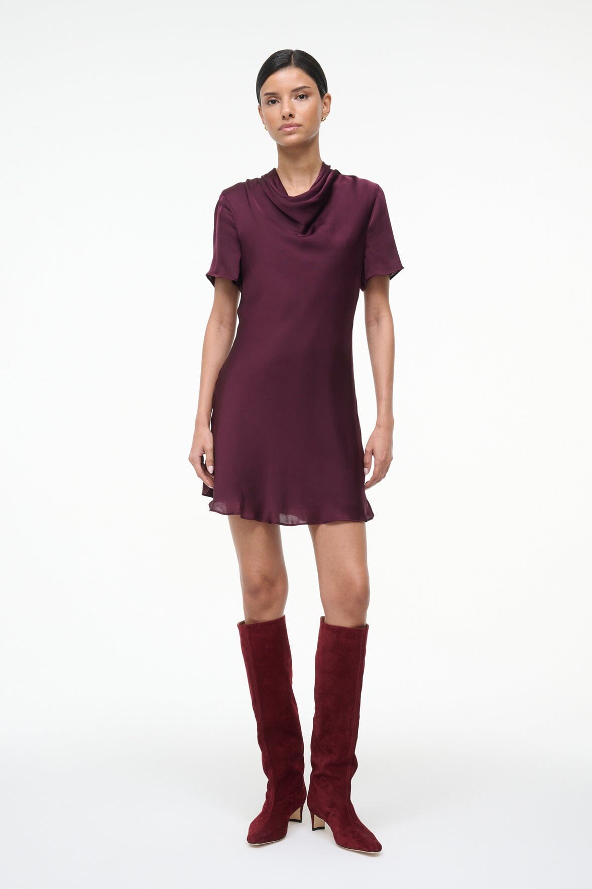 STAUD Sale Iris Silk Dress Syrah